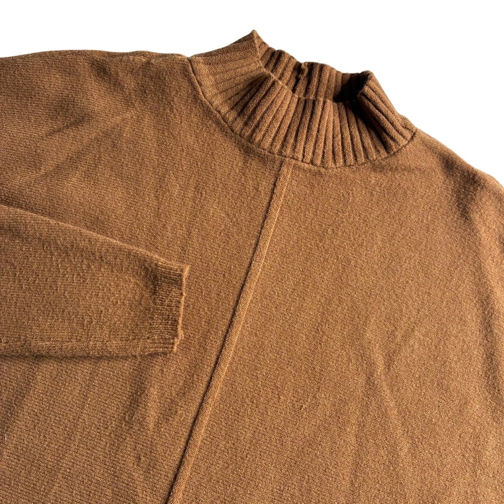 CYRUS Mock Neck Long Sleeve Sweater Women's Size S Brown‎ Knit Side Slits